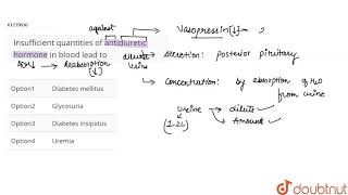 Insufficient quantities of antidiuretic hormone in blood lead to [upl. by Egedan834]