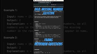 Leetcode 268  Missing Number [upl. by Elenaj]