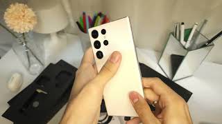 Unboxing Samsung S23 Ultra Cream  aesthetic [upl. by Atsiuqal184]