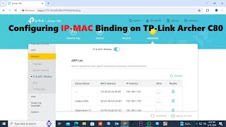 Configuring IPMAC Binding on TPLink Archer C80 [upl. by Clarine396]