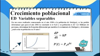 Aplicación al crecimiento poblacional Ecuación diferencial de variables separables  Ejercicio 5 [upl. by Kinch]