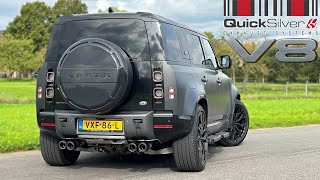 Land Rover Defender V8 P525 Quicksilver  REVIEW on AUTOBAHN [upl. by Machos]