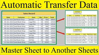 Automatic Transfer Data From Master Sheet to Another Sheets in Excel  MRB Tech Solutions [upl. by Olney]