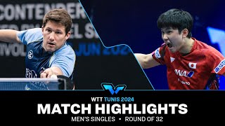 Tomokazu Harimoto vs Kristian Karlsson  MS R32  WTT Contender Tunis 2024 [upl. by Noami]