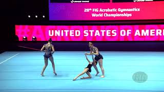 United States 2 USA  2022 Acrobatic Worlds Baku AZE  Balance Qualification Womens Group [upl. by Lledyr]