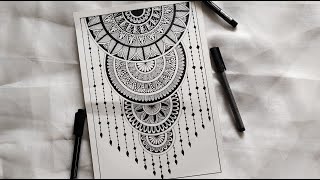 How to Draw Mandala Art  SemiCircle Mandala  How to draw Mandala for Beginners  Easy mandala [upl. by Evette]