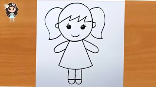 Cute baby girl drawing  Girl drawing easy  pencil drawing  art  step by step [upl. by Ahgem]