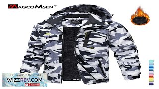 MAGCOMSEN Fleece Ski Jacket Mens Hooded Waterproof Thermal Thick Warm Camo Parka Review [upl. by Phillada]