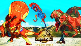 🦖 Jurassic World Evolution 2 🦕Iron Man TorosaurusAntMan MetriacanthoDilopho Dinosaurs Fight [upl. by Hcnarb292]