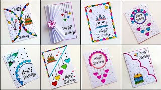 8 Easy amp Beautiful white paper Handmade Happy Birthday Greeting Card making 2024DIY Birthday Card [upl. by Aratahs]