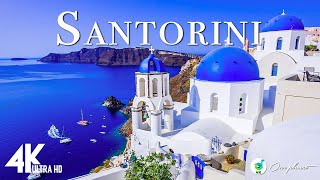 FLYING OVER SANTORINI 4K UHD  Relaxing Music Along With Beautiful Nature Videos  4K Video HD [upl. by Ziagos]