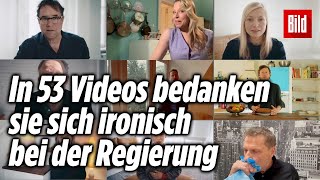 „allesdichtmachen“ Schauspieler posten ironische „Danke“Videos zur CoronaPolitik [upl. by Nnyleitak]