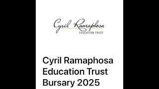 Cyril Ramaphosa Education Trust CRET Bursary Opportunity [upl. by Sakiv878]