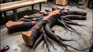 Root to Riches Incredible Transformation Turn Worthless Tree Stump into a Table of Thousand Dolas [upl. by Jahdiel]