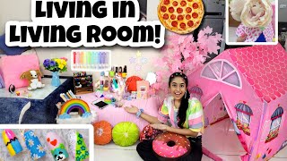 Living in LIVING ROOM for 24 hours🎀🤩✨️  Riyas Amazing World [upl. by Addy]