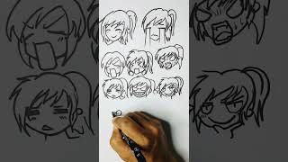 Anime Girl Drawing Facial Expressions  Pencil Drawing [upl. by Krigsman]