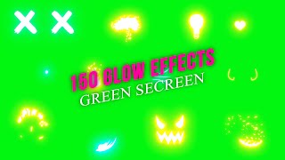 150 Neon Animation pack  Green Screen  Glowing neon effects  neon vfx pack [upl. by Eelik885]