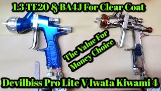 Iwata Kiwami 4 v Devilbiss Tekna Gti Pro Lite For Clearcoat [upl. by Ajnotal]