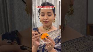 1 minute Festive Bun ❤️✨  Magic Pill hairhacks hairbun easybunhairstyle diwali2024 ootd grwm [upl. by Alludba]