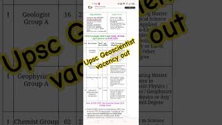 UPSC geoscientist vacency 2024  geochemist geologist [upl. by Ondine444]