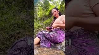 mandisungai gadisdesa shortsfeed shorts viral cute waterfall humor outfit dress comedy [upl. by Lacie]