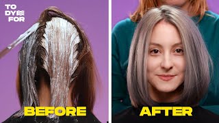 HOW TO DYE YOUR HAIR GREYSILVER  Brown to Silver Hair transition  TO DYE FOR [upl. by Annah910]