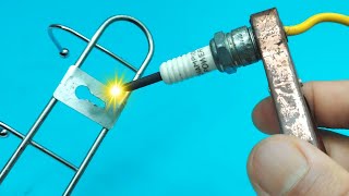 Incredible Results How to make a simple Welding Machine from SPARK PLUG at home [upl. by Slinkman]