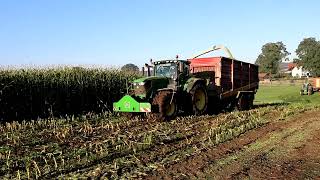 Claas Jaguar 960 mit JohnDeere Gespanne im Mais [upl. by Raimundo875]