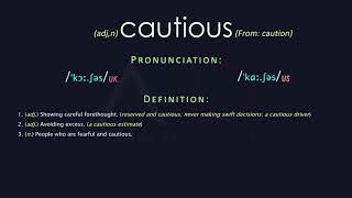 Cautious Meaning And Pronunciation  Audio Dictionary [upl. by Ailey]