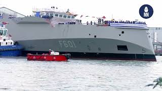 Greece’s First FDI HN Frigate quotKimonquot Technically Launched by Naval Group [upl. by Acul55]