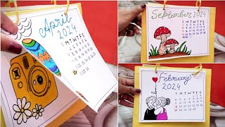 DIY calendar 2024  How to make a 2024 Desk Calendar  paper calendar Ideas [upl. by Ilene]