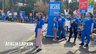 WSNA informational picket at MultiCare Good Samaritan Hospital in Puyallup  Atalia Lapkin [upl. by Litnahc]