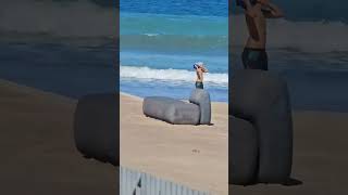 People enjoying the beach in Tangier [upl. by Ninel]