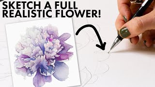 The EASIEST way to draw a realistic flower [upl. by Christiane855]