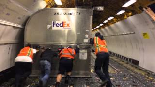 Funny FedEx Cargo Airplane Loading Fail  Trip Fall and Drag [upl. by Ahgiel]