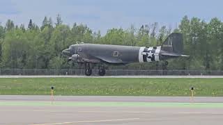 Douglas C47 DDay Squadron 2024 Presque Isle Maine [upl. by Annaul105]