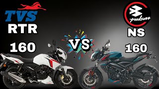 TVS Apache RTR 160 VS BAJAJ Pulsar Ns 160 BIKE comparison video [upl. by Siekram]