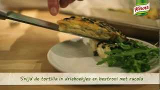 Plaattortilla met paddenstoelen olijven en feta  Knorr [upl. by Ydualc]