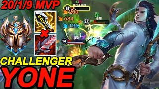 Wild Rift Yone  China Challenger 87LP Rank Gameplay  Crystal Rose Yone Skin  Build Rune [upl. by Aelrac]