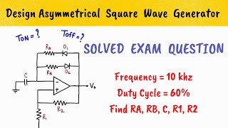 Design astable multivibrator using opamp  Duty cycle other than 50  Design square wave generator [upl. by Nnylarej]