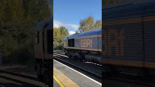 GBRf 66753  Chesterfield 111024 gbrf class66 gbrailfreight chesterfield station train [upl. by Kelwen369]