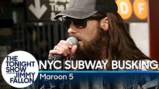 Maroon 5 Busks in NYC Subway in Disguise [upl. by Dirrej]