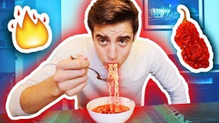 EXTREMELY SPICY GHOST PEPPER NOODLE CHALLENGE [upl. by Arekat41]