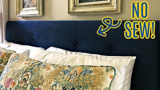 How to Redo a Headboard with Buttons  Easy No Sew Steps to Upholster a Headboard [upl. by Kerad]