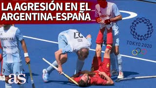 JJOO 2020  Lamentable agresión con el stick de un argentino a un español en el Hockey  AS [upl. by Aihseym]