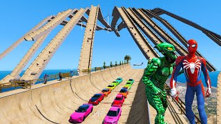 Ramps labyrinth 3 upgrade Spiderman PS4 team vs Green Goblin team Cars new Porsche Panamera CivicR [upl. by Kippar]