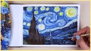 How to Paint the Starry Night with Acrylic Paint Step by Step  Art Journal Thursday Ep 24 [upl. by Sower]