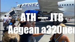 Flight report  Athens ATH to Santorini JTR Aegean a320neo Economy Class [upl. by Ahsekyw]