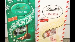 Lindt Lindor Peppermint Extra Dark amp Peppermint White Chocolate Truffles Review [upl. by Akenahs195]