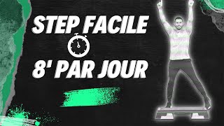 Step FACILE  8 minutes par jour  Cardio perte de poids avec Pas de base en step [upl. by Ymmac367]